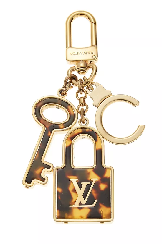 Gold & Faux Tortoiseshell Porte Cles Confidence Bag Charm, , large image number 1