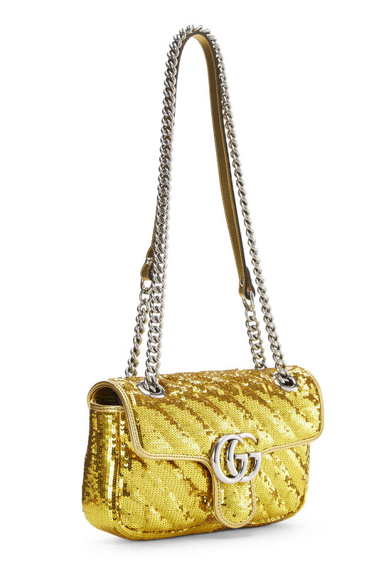 Gold Sequin GG Marmont Shoulder Bag, , large image number 2
