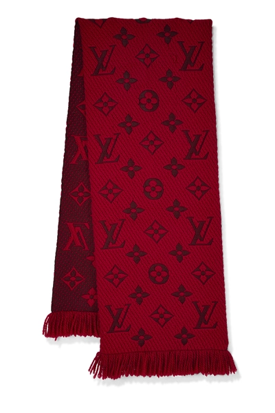 Red Wool Logomania Scarf