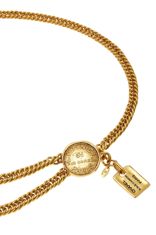 CHANEL Belt Chain AUTH Coco Mark Vintage Coin Logo CC GOLD Medal F/S