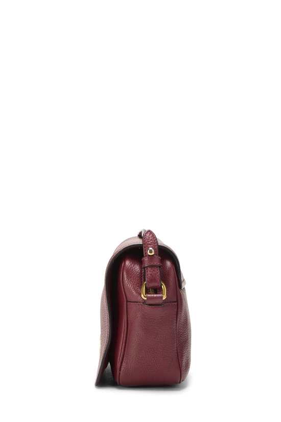 Burgundy Vitello Daino Flap Crossbody Bag Small, , large image number 2