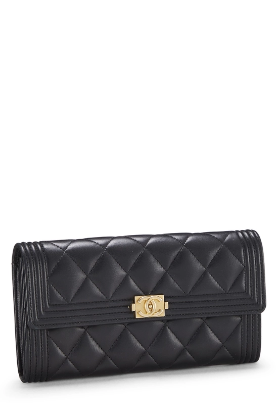 Black Lambskin Continental Boy Flap Wallet, , large image number 1