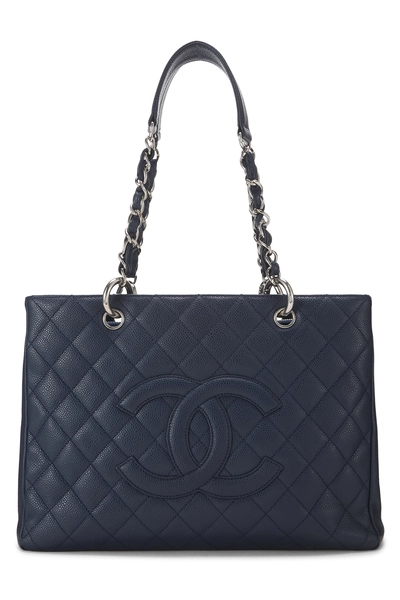 Chanel Navy Quilted Caviar Grand Shopping Tote (GST)