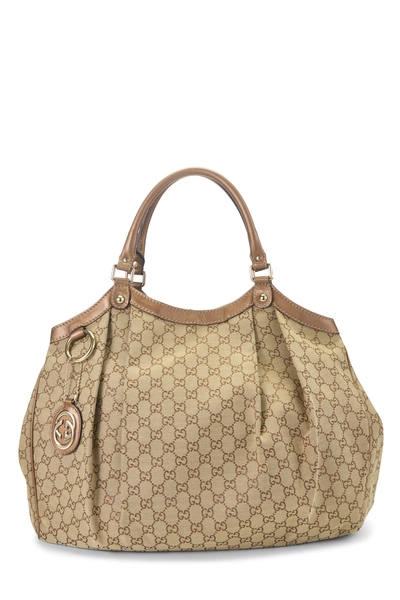 Gucci Brown Original GG Canvas Lurex Sukey Tote