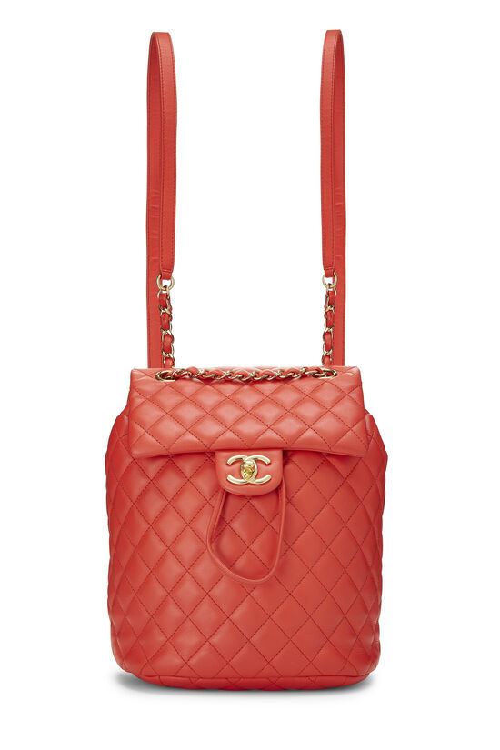 Red Quilted Lambskin Urban Spirit Backpack Small, , large image number 1