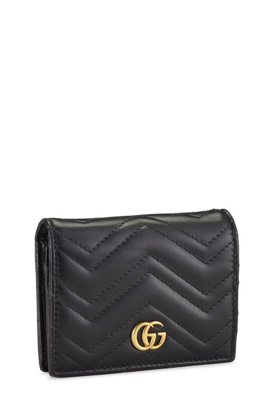 Black Leather GG Marmont Card Case, , large image number 1