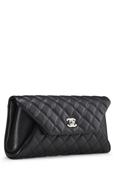 Black Quilted Lambskin Fold Up Again Clutch, , large