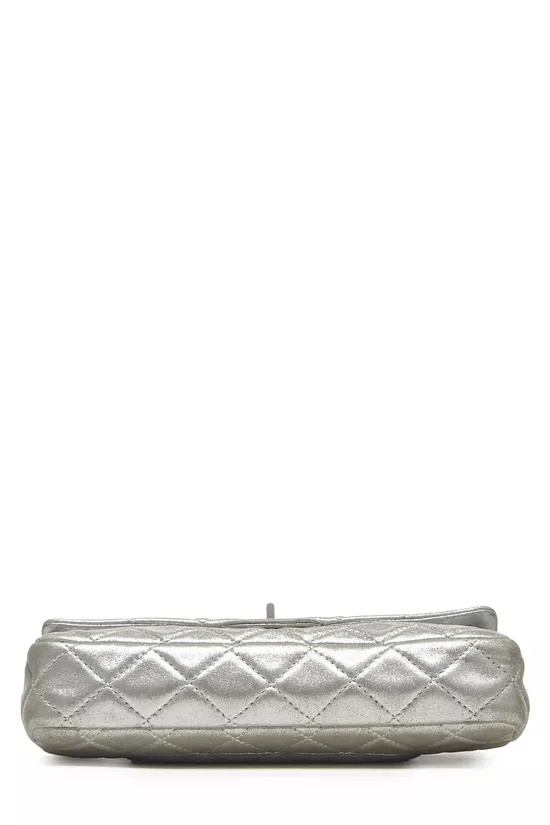 Metallic Silver Quilted Leather Reissue Roll Clutch, , large image number 4