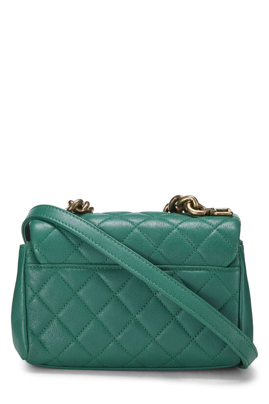 Green Quilted Lambskin Trapezoid Flap Mini, , large image number 4