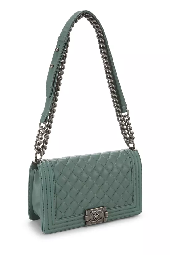 Green Quilted Calfskin Boy Medium, , large image number 1