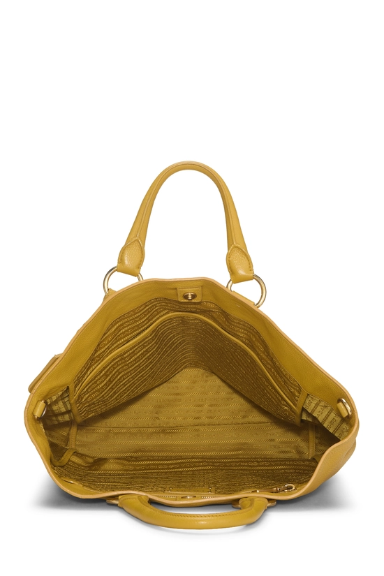 Yellow Vitello Daino Leather Shopping Tote Large, , large image number 5