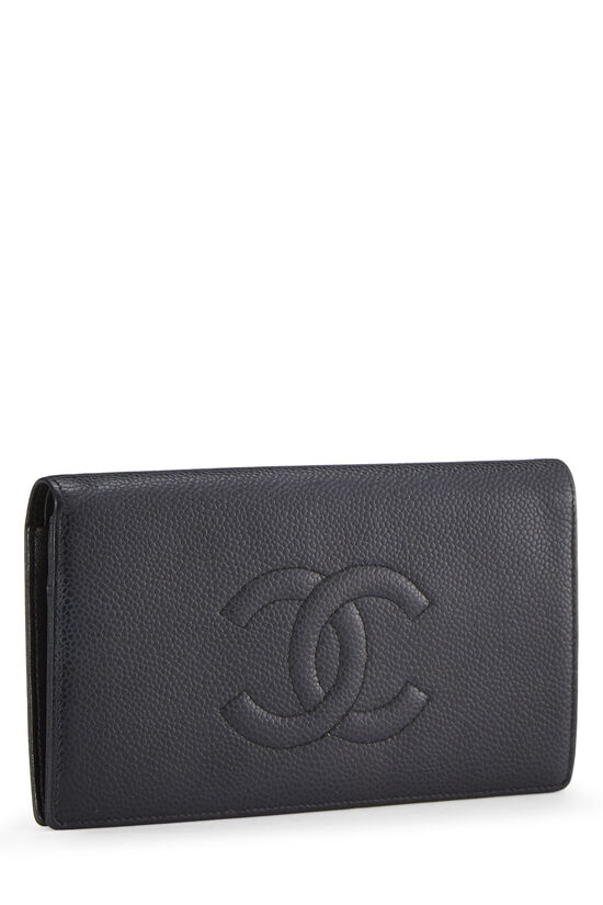 Chanel Beige Caviar Leather CC Logo Long Flap Wallet 863307