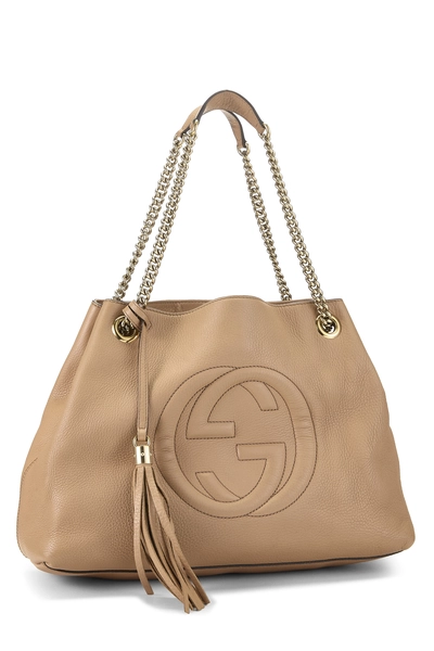 Beige Leather Soho Chain Tote, , large