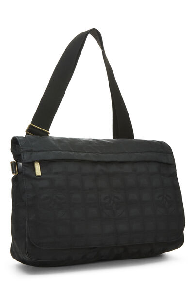 Black Nylon Travel Line Shoulder Bag, , large