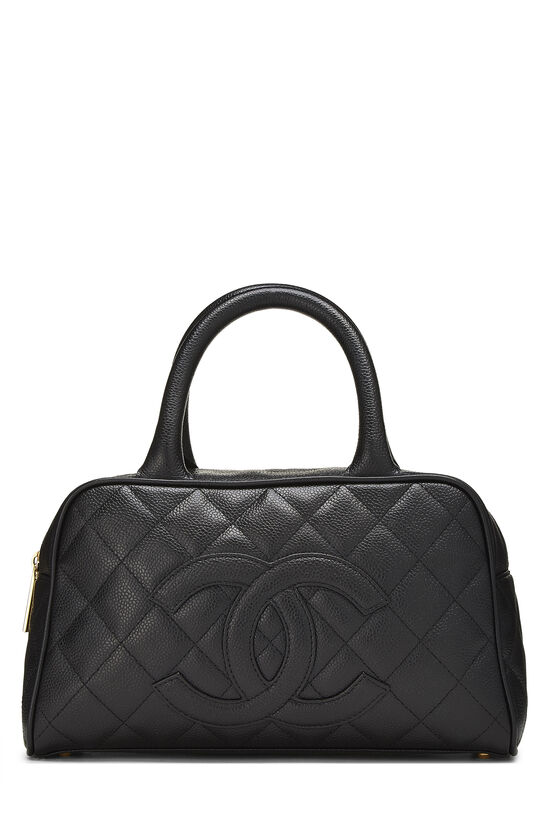 Black Quilted Caviar Bowler Mini, , large image number 1
