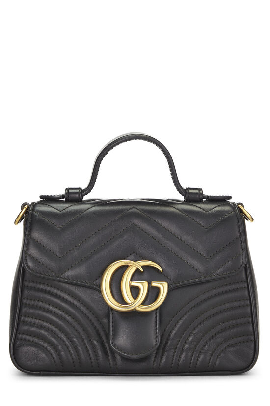 Black Leather Torchon GG Marmont Top Handle Flap Bag Mini, , large image number 0