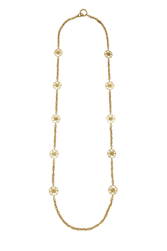 Gold 'CC' Circle Chain Necklace, , large image number 0