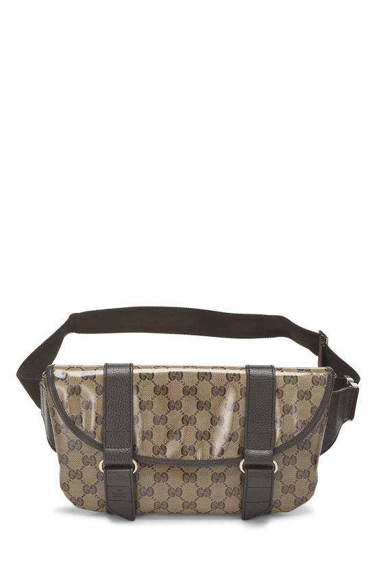 Brown Crystal Canvas Buckle Belt Bag, , large image number 0