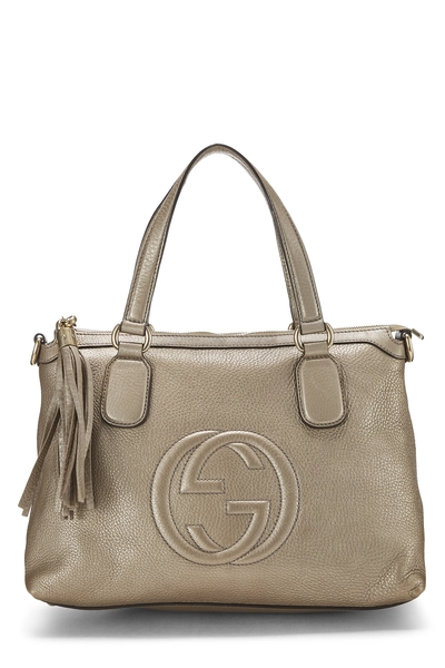 Gucci Gold Metallic Leather Soho Top Handle Tote