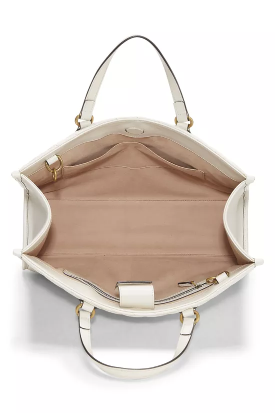 White Leather GG Marmont Top Handle Bag Small, , large image number 5