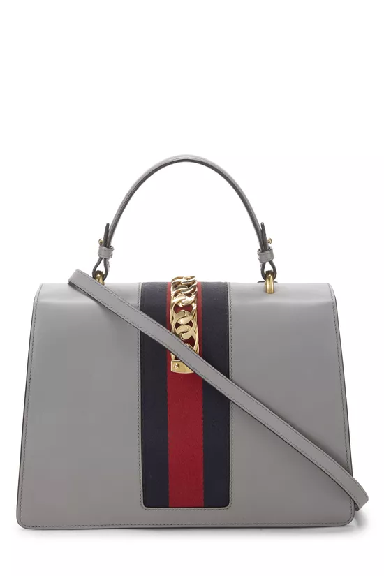 Grey Floral Embroidered Leather Sequin Sylvie Medium, , large image number 3