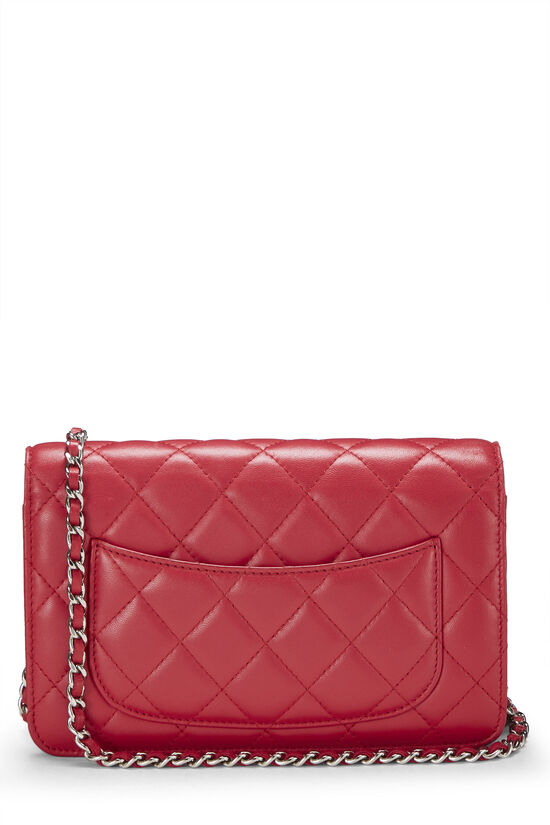 Red Quilted Lambskin Classic Wallet On Chain (WOC), , large image number 4