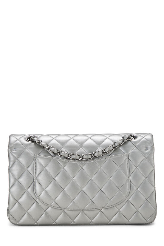Metallic Silver Quilted Lambskin Classic Double Flap Medium, , large image number 3