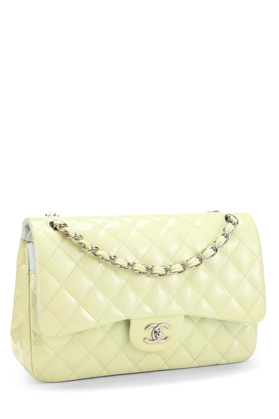 Green Quilted Patent Leather New Classic Double Flap Jumbo, , large image number 1