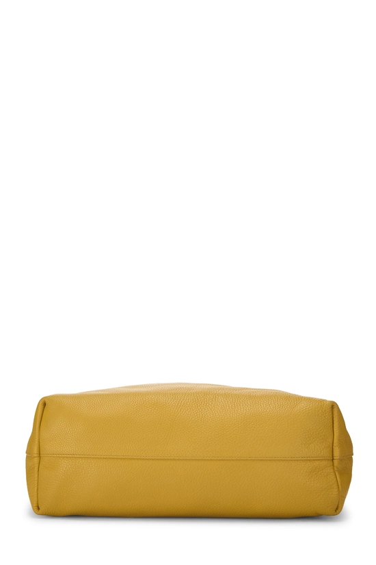 Yellow Vitello Daino Leather Shopping Tote Large, , large image number 4