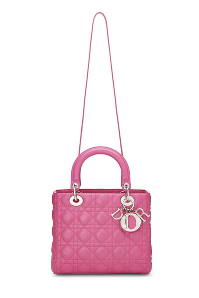 Pink Cannage Quilted Lambskin Lady Dior Medium, , large