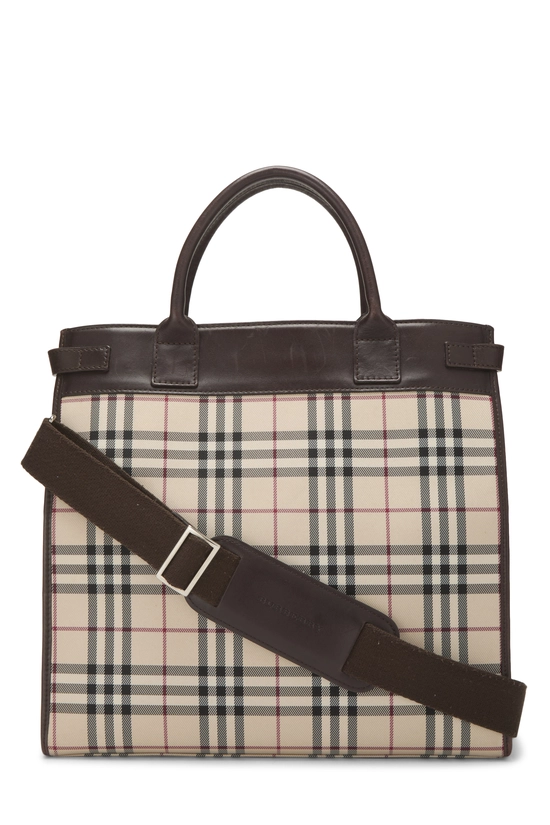Brown Nylon House Check Convertible Tote Medium, , large image number 3
