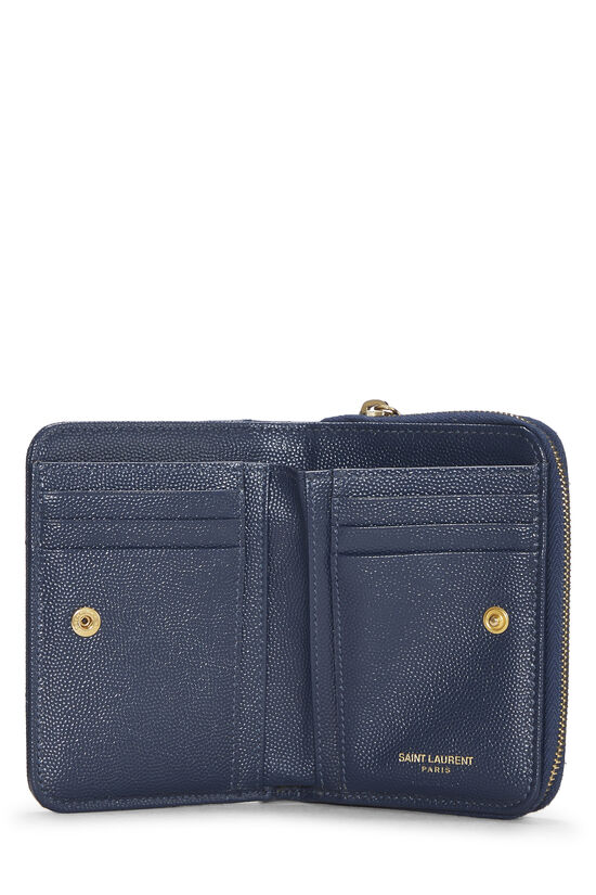 Navy Grained Compact Zip Wallet, , large image number 3