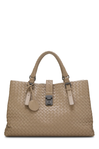 Beige Intrecciato Roma Tote Medium