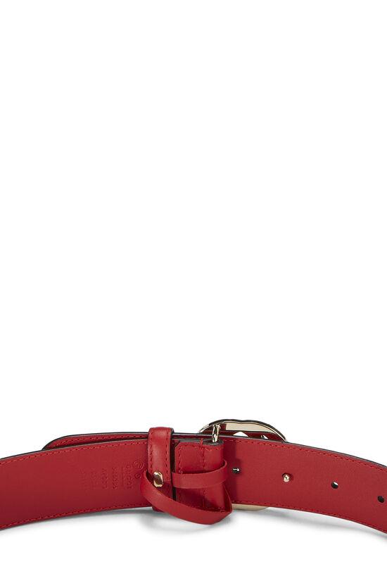 Red Leather Interlocking GG Belt 85, , large image number 3