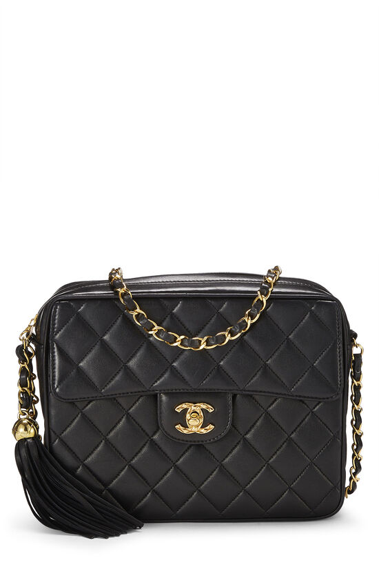 Chanel Black Quilted Satin and Leather CC Fringe Round Crossbody Bag Chanel  | The Luxury Closet