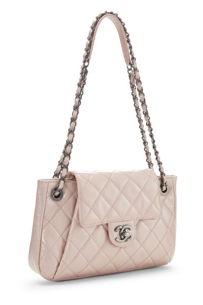 Pink Quilted Calfskin Pleated Coco Shoulder Bag Small, , large
