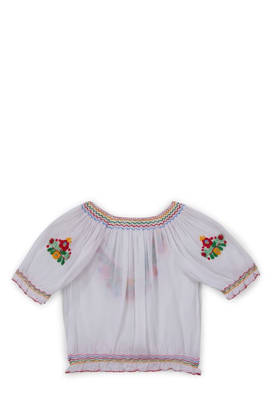 White Floral Embroidered Hungarian Blouse, , large image number 1