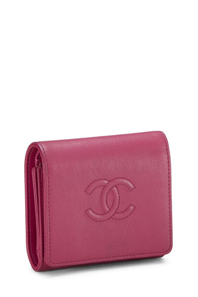 Pink Calfskin Timeless 'CC' Compact Wallet, , large