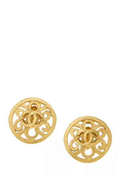 Gold 'CC' Cutwork Earrings