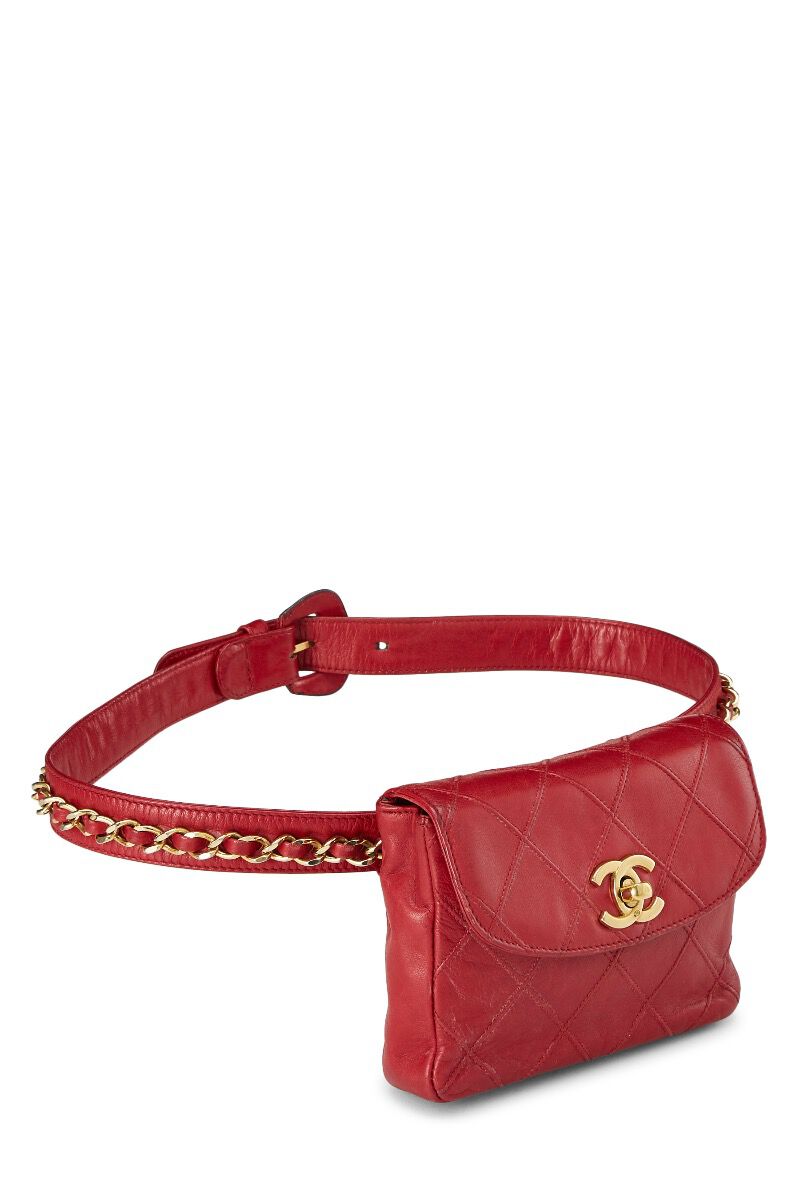 red quilted fanny pack