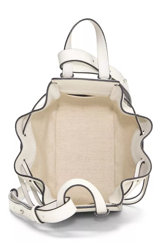 White Calfskin Hammock Drawstring Bag Mini, , large image number 5