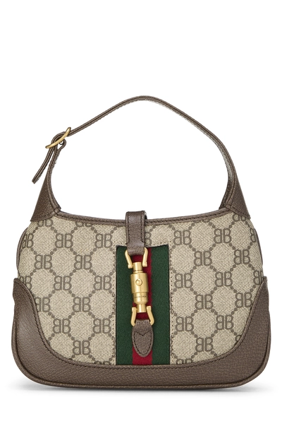 Balenciaga x Gucci Beige Coated Canvas Hacker 1961 Jackie Mini