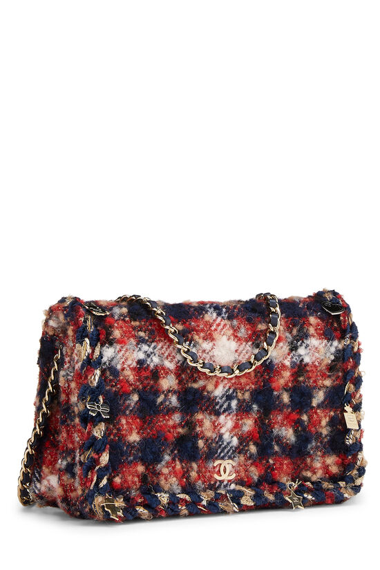 Red & Blue Tweed Charm Full Flap Bag, , large image number 2