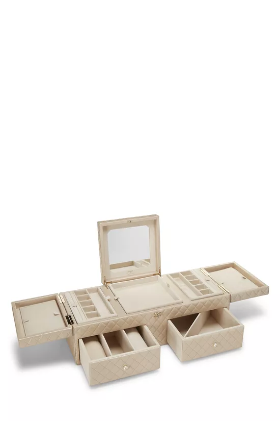 Beige Quilted Lambskin Jewelry Chest Large, , large image number 5