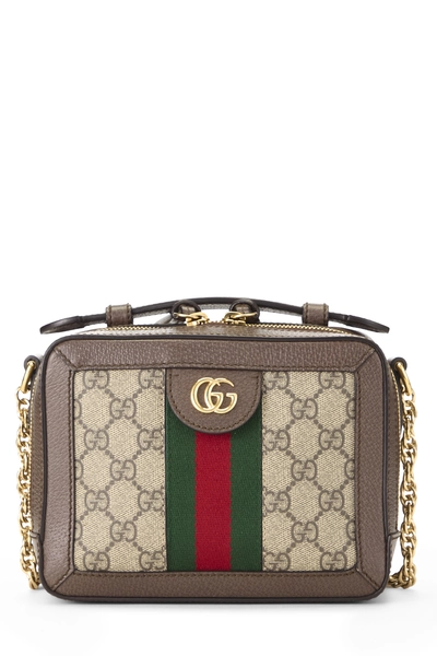 Gucci Brown GG Supreme Canvas Ophidia Top Handle Shoulder Bag Mini