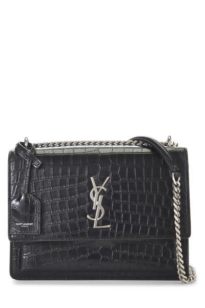 Saint Laurent Black Embossed Leather Sunset Medium