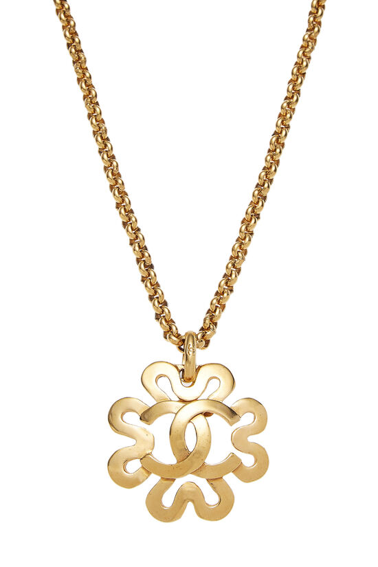 Gold Squiggle Border 'CC' Necklace, , large image number 1