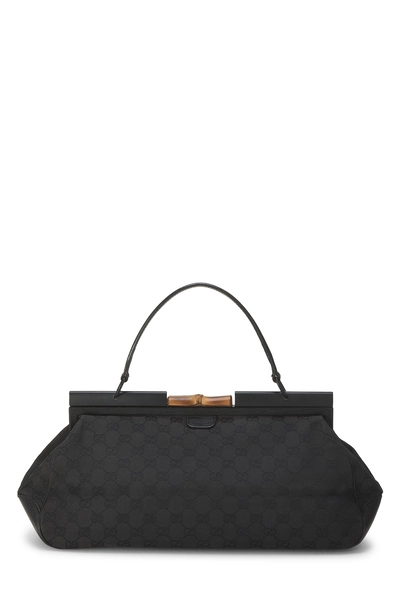 Black GG Canvas Bamboo Frame Handbag