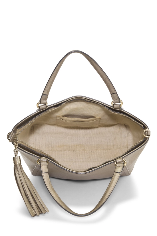 Gold Metallic Leather Soho Top Handle Bag, , large image number 5