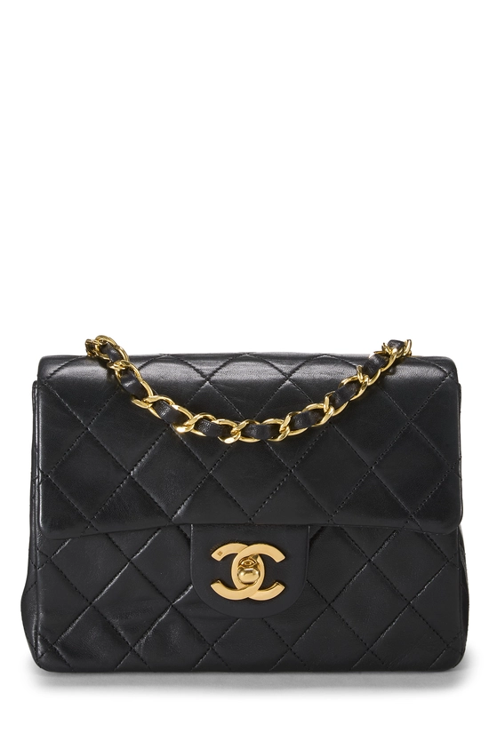 Black Quilted Lambskin Half Flap Mini, , large image number 0